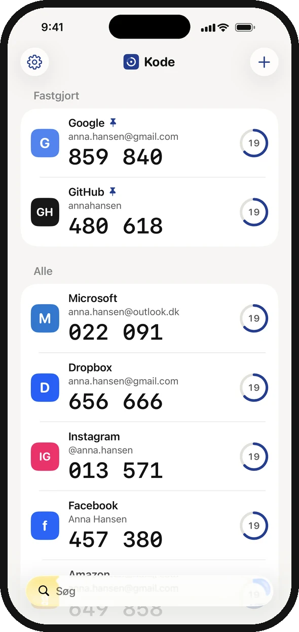 Alle dine login-koder