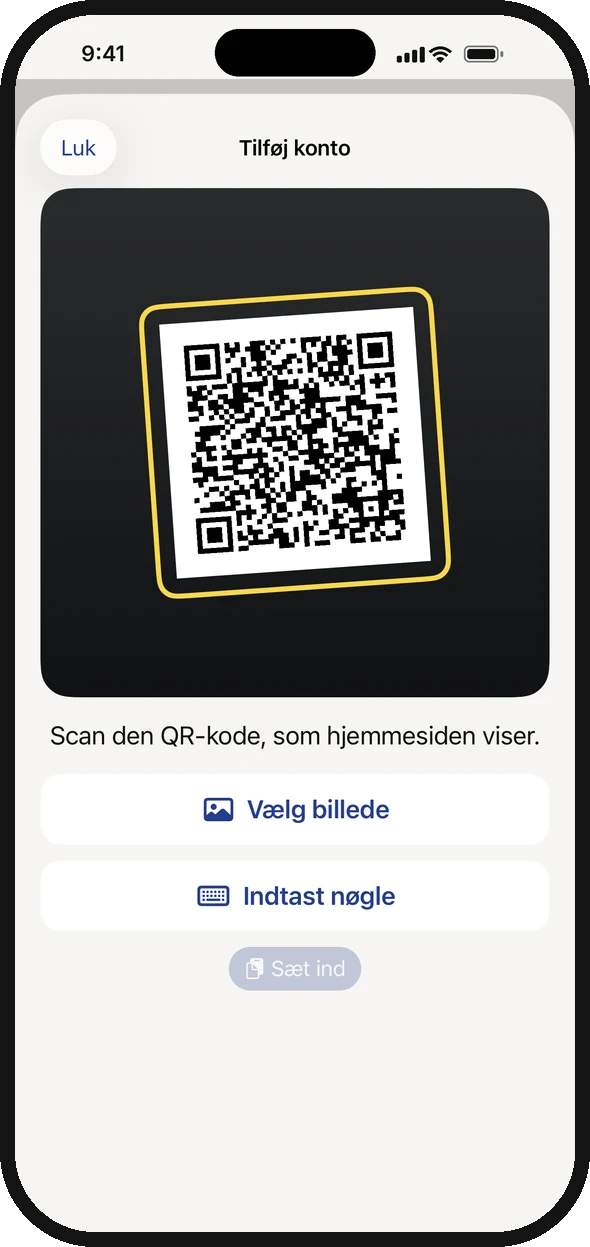 Scan QR-koden. Færdig.