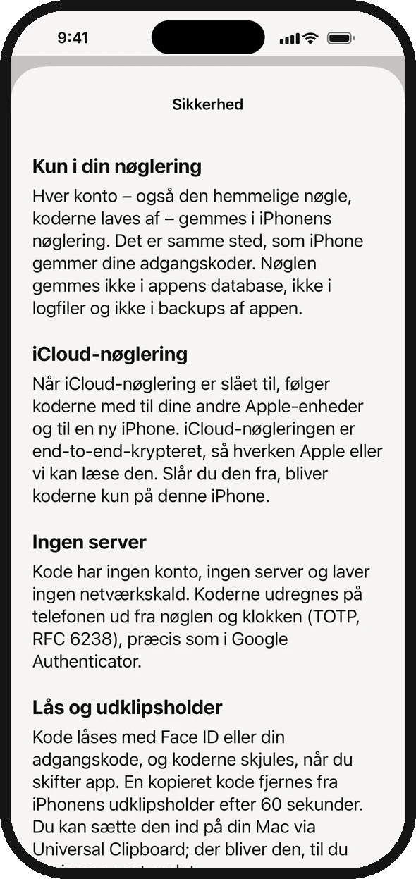 Åben om, hvordan koderne gemmes
