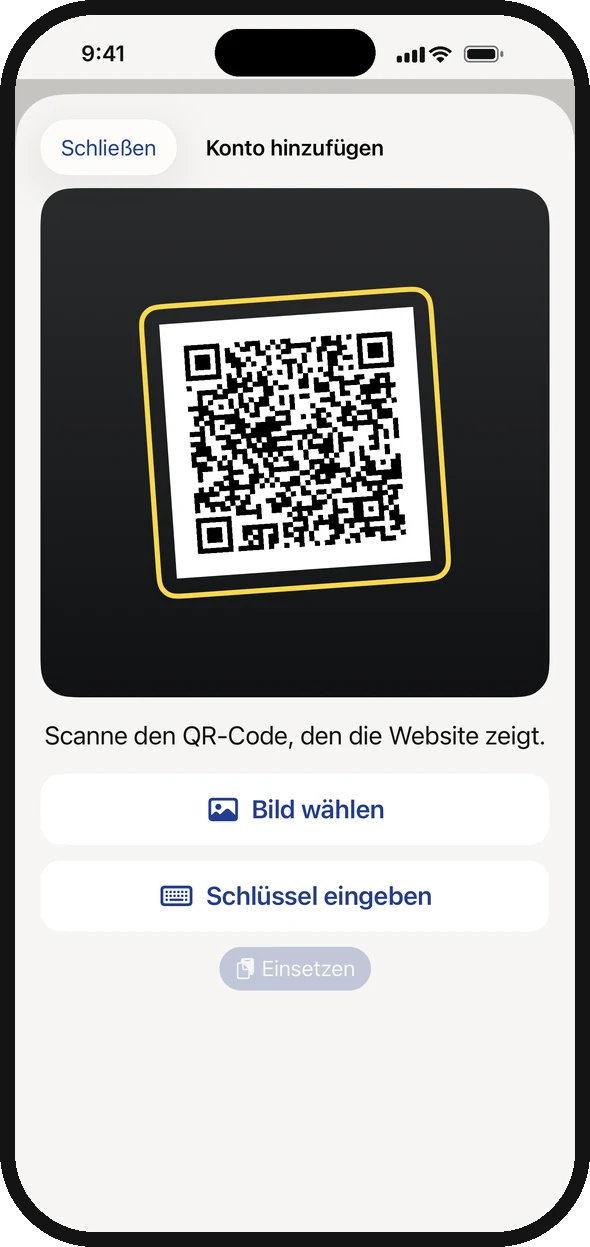 QR-Code scannen. Fertig.