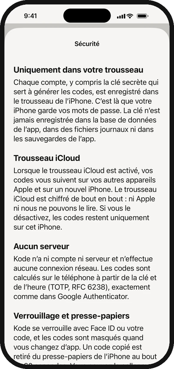 Transparent sur le stockage des codes